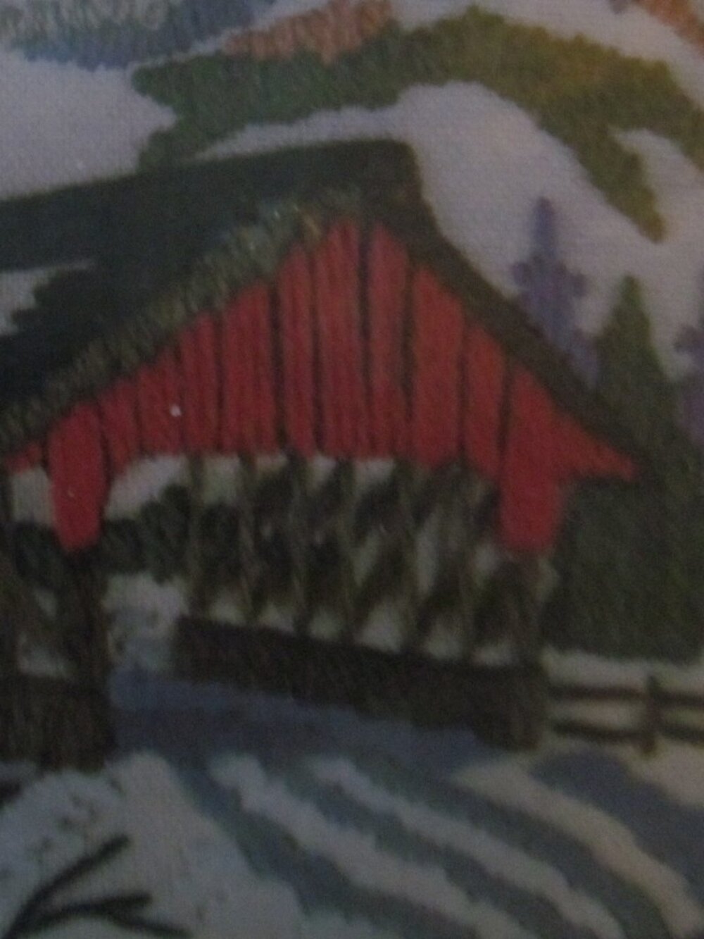 Crewel Embroidery Kit Covered Bridge - Picture 4 of 5